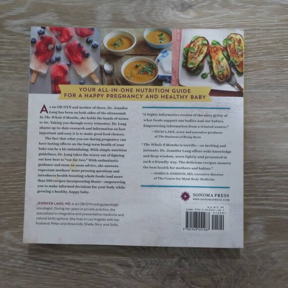 Book: The Whole 9 Months by Jennifer Lang, MD Pregnancy Nutrition Recipe Book - Picture 2 of 2